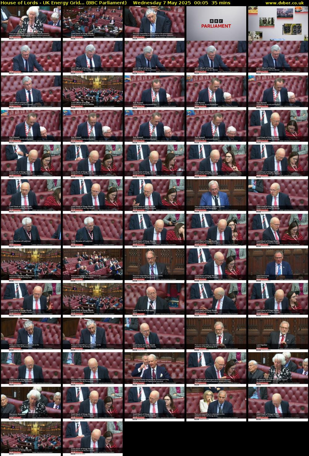 House of Lords - UK Energy Grid... (BBC Parliament) Wednesday 7 May 2025 00:05 - 00:40