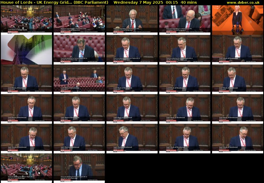 House of Lords - UK Energy Grid... (BBC Parliament) Wednesday 7 May 2025 00:15 - 00:55