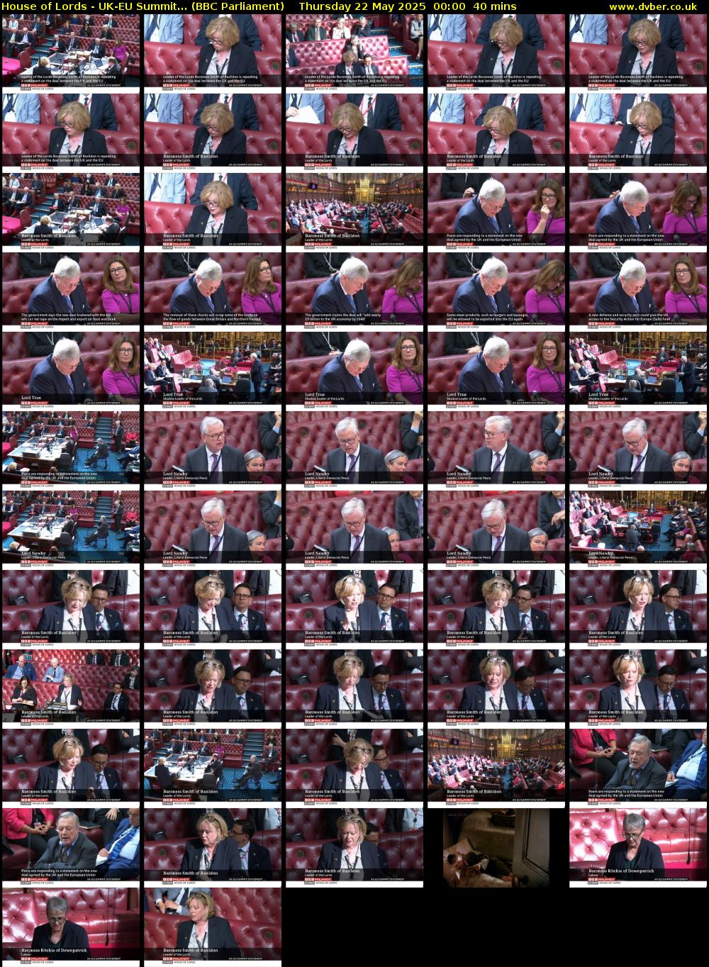 House of Lords - UK-EU Summit... (BBC Parliament) Thursday 22 May 2025 00:00 - 00:40
