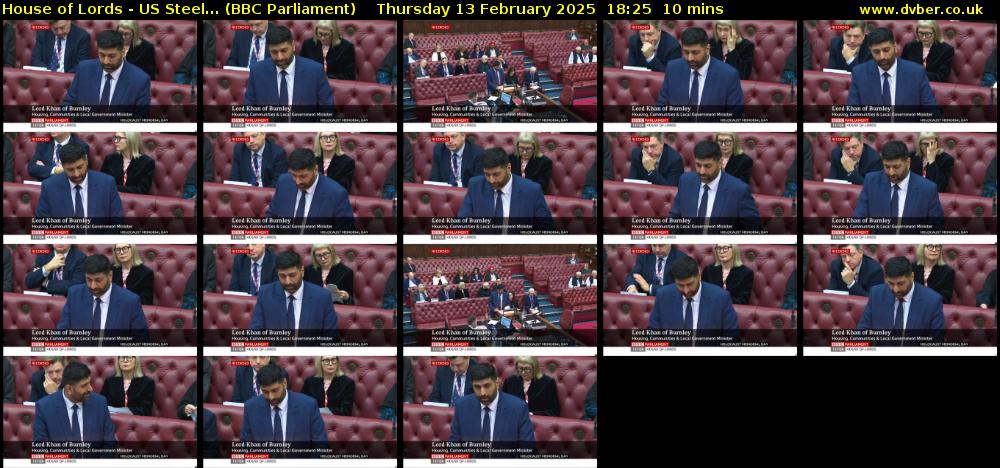 House of Lords - US Steel... (BBC Parliament) Thursday 13 February 2025 18:25 - 18:35