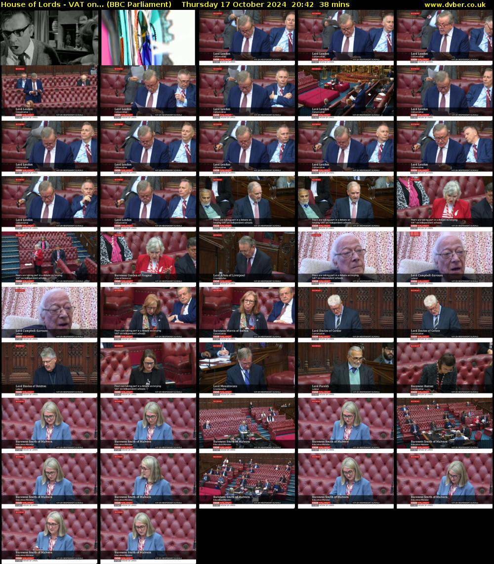 House of Lords - VAT on... (BBC Parliament) Thursday 17 October 2024 20:42 - 21:20
