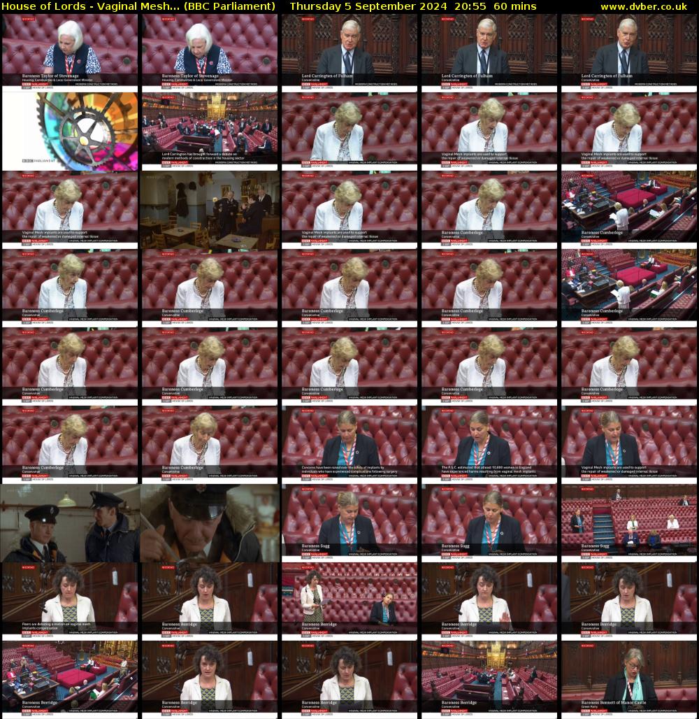 House of Lords - Vaginal Mesh... (BBC Parliament) Thursday 5 September 2024 20:55 - 21:55