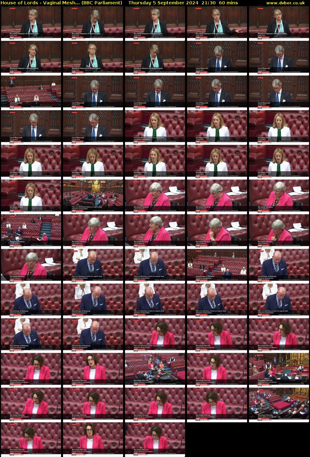 House of Lords - Vaginal Mesh... (BBC Parliament) Thursday 5 September 2024 21:30 - 22:30