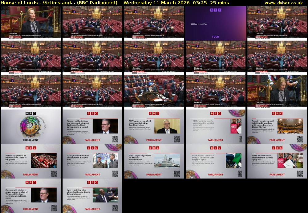 House of Lords - Victims and... (BBC Parliament) Wednesday 11 March 2026 03:25 - 03:50