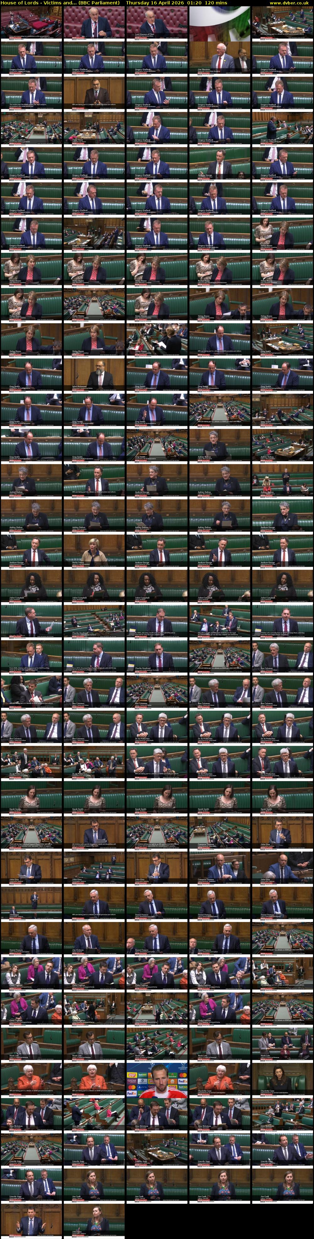 House of Lords - Victims and... (BBC Parliament) Thursday 16 April 2026 01:20 - 03:20