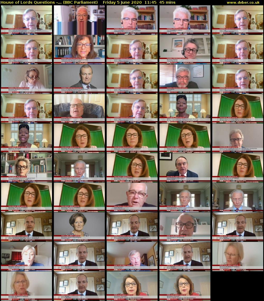 House of Lords Questions -... (BBC Parliament) Friday 5 June 2020 11:45 - 12:30