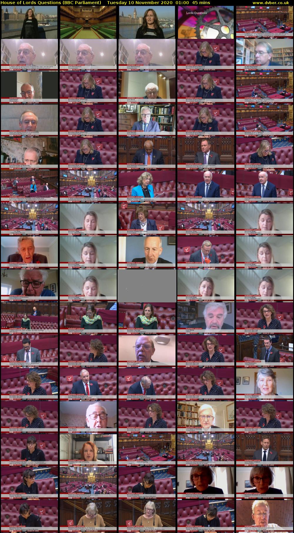 House of Lords Questions (BBC Parliament) Tuesday 10 November 2020 01:00 - 01:45
