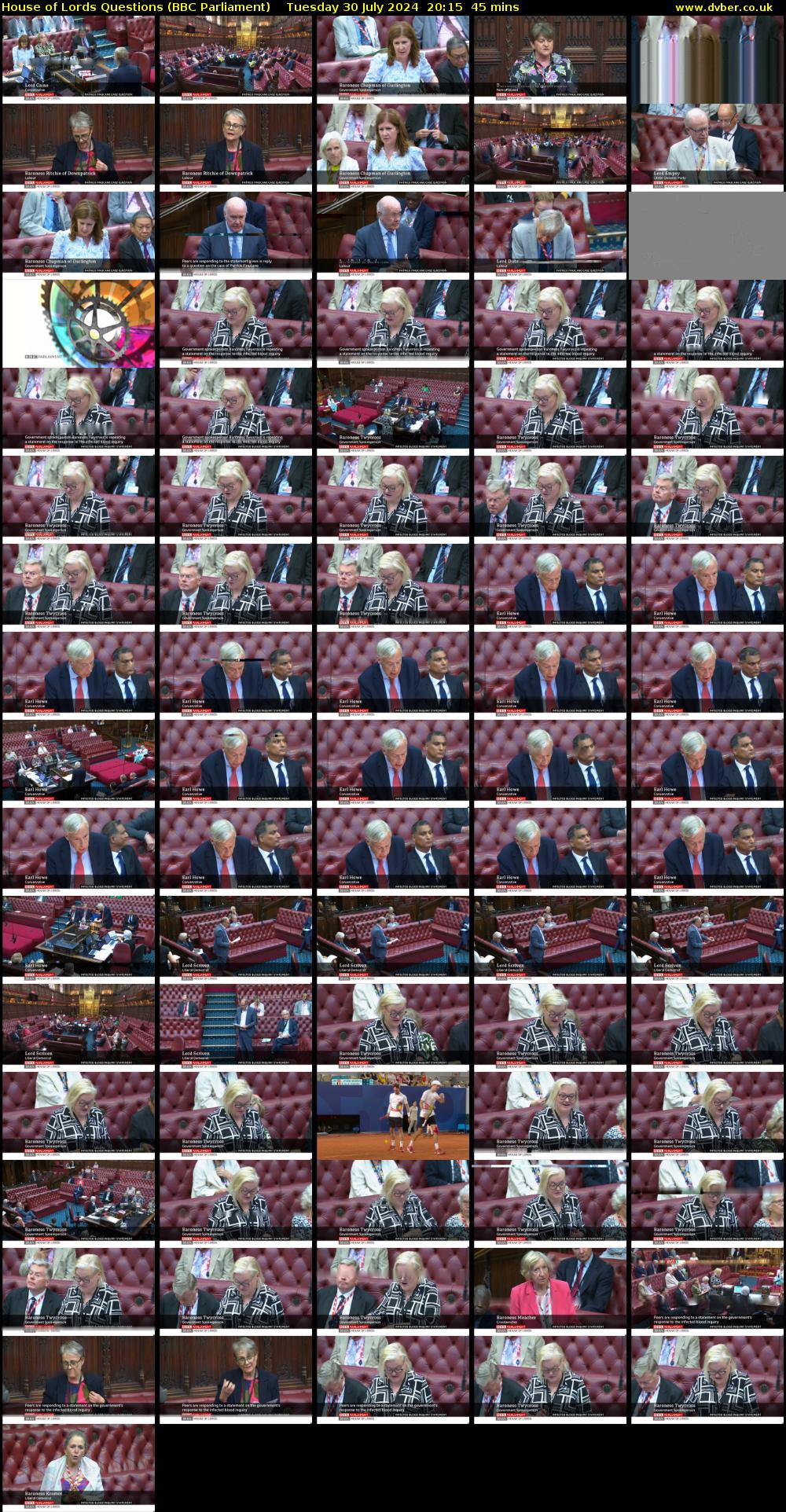 House of Lords Questions (BBC Parliament) Tuesday 30 July 2024 20:15 - 21:00