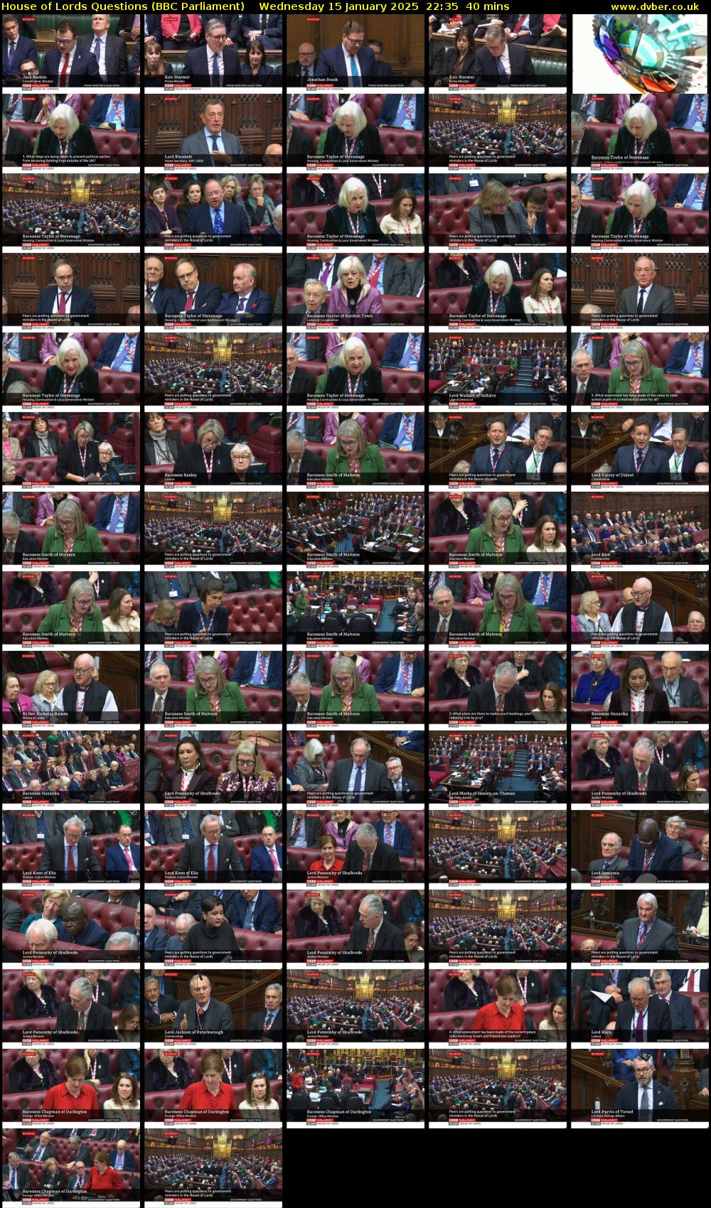 House of Lords Questions (BBC Parliament) Wednesday 15 January 2025 22:35 - 23:15
