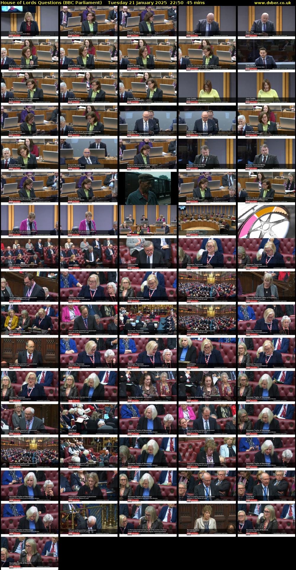 House of Lords Questions (BBC Parliament) Tuesday 21 January 2025 22:50 - 23:35