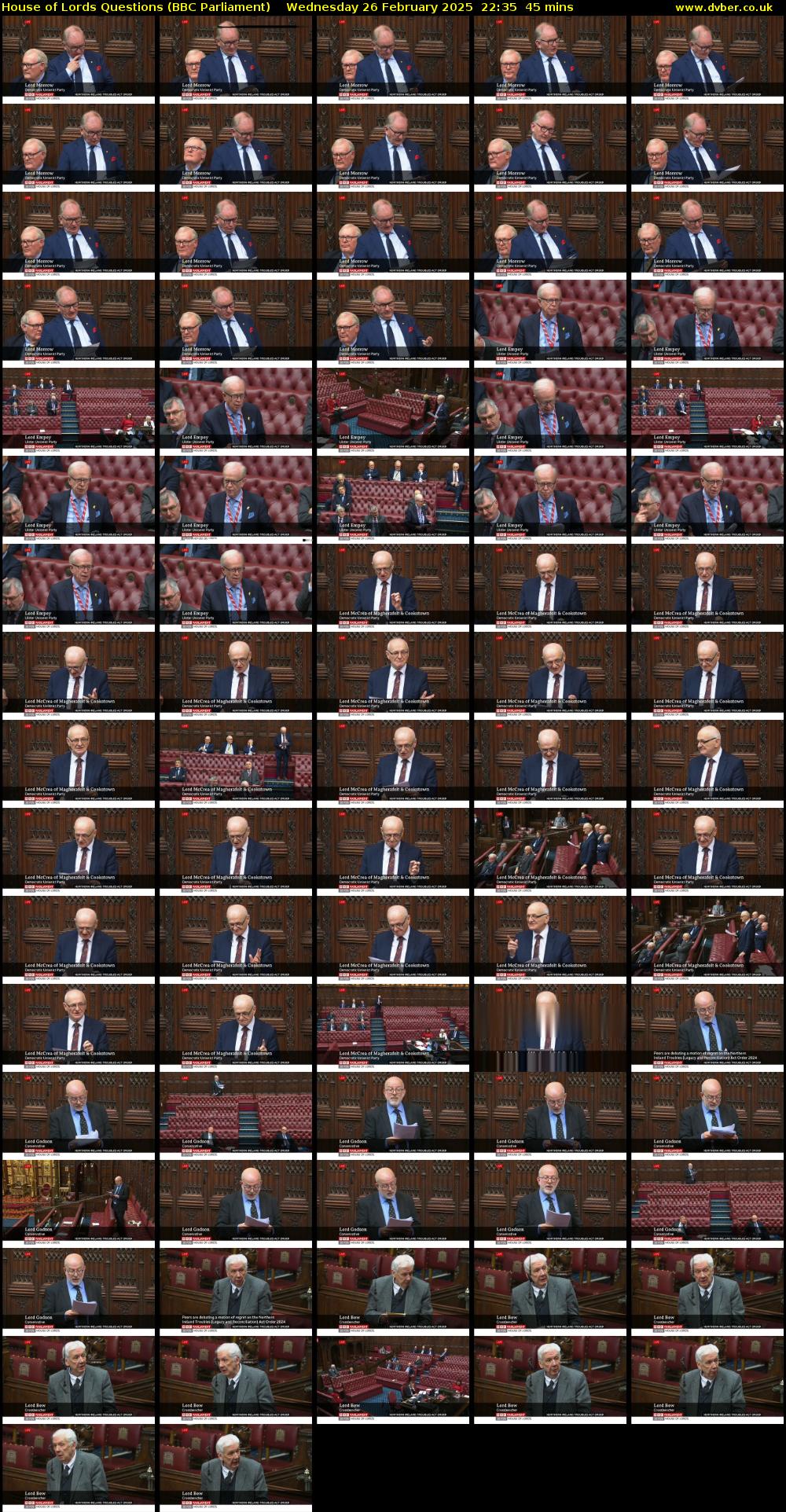 House of Lords Questions (BBC Parliament) Wednesday 26 February 2025 22:35 - 23:20