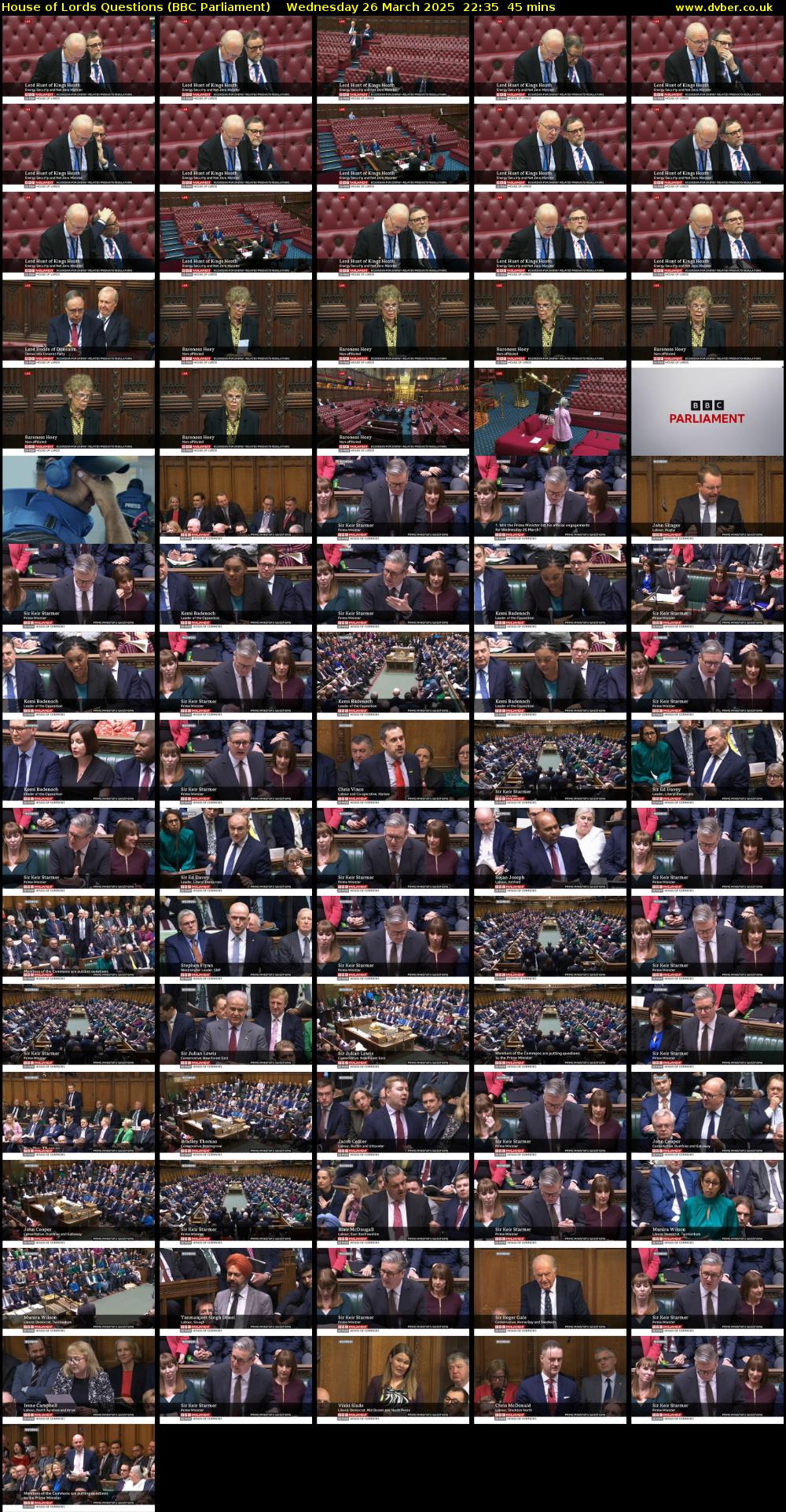 House of Lords Questions (BBC Parliament) Wednesday 26 March 2025 22:35 - 23:20