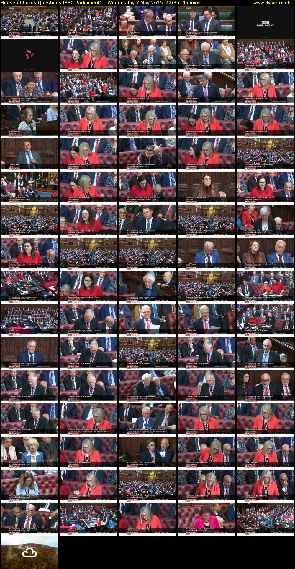House of Lords Questions (BBC Parliament) Wednesday 7 May 2025 22:35 - 23:20