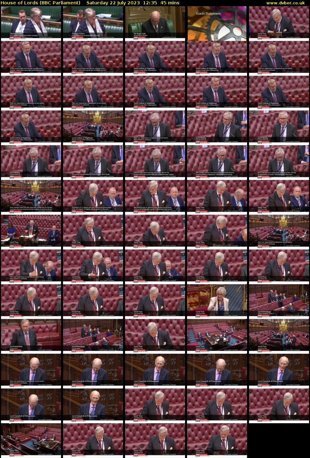 House of Lords (BBC Parliament) Saturday 22 July 2023 12:35 - 13:20
