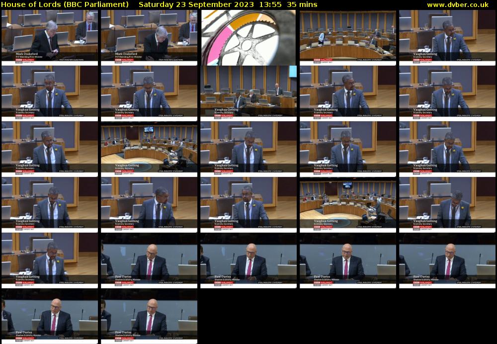 House of Lords (BBC Parliament) Saturday 23 September 2023 13:55 - 14:30
