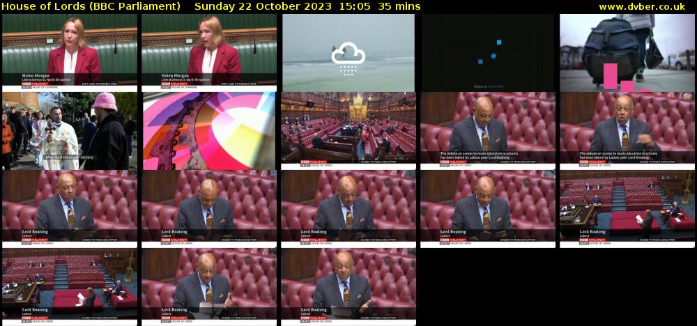 House of Lords (BBC Parliament) Sunday 22 October 2023 15:05 - 15:40