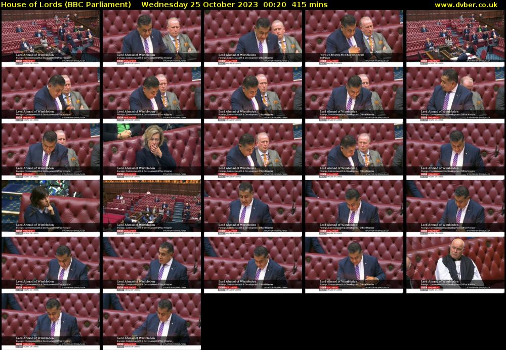 House of Lords (BBC Parliament) Wednesday 25 October 2023 00:20 - 07:15