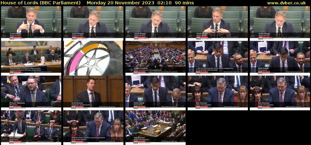 House of Lords (BBC Parliament) Monday 20 November 2023 02:10 - 03:40