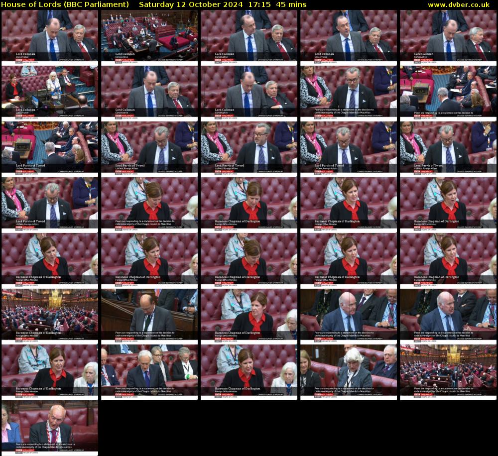 House of Lords (BBC Parliament) Saturday 12 October 2024 17:15 - 18:00