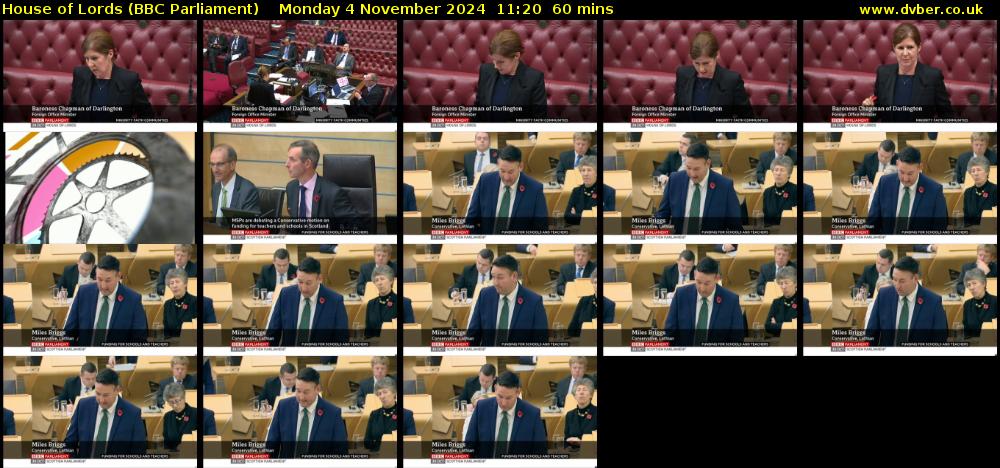 House of Lords (BBC Parliament) Monday 4 November 2024 11:20 - 12:20