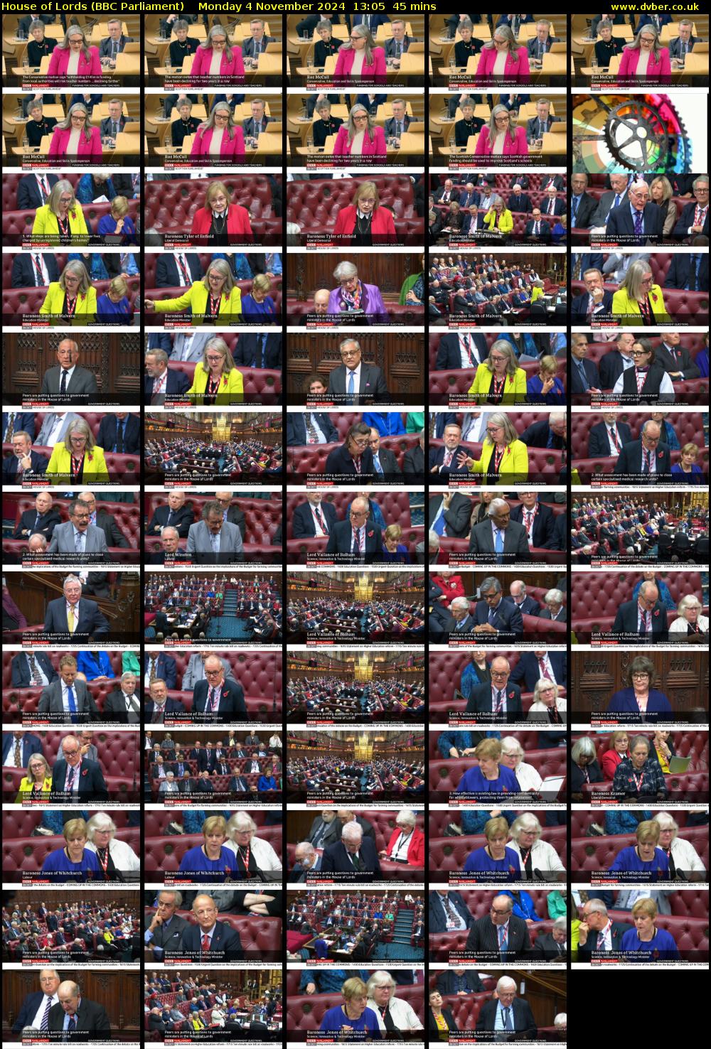 House of Lords (BBC Parliament) Monday 4 November 2024 13:05 - 13:50