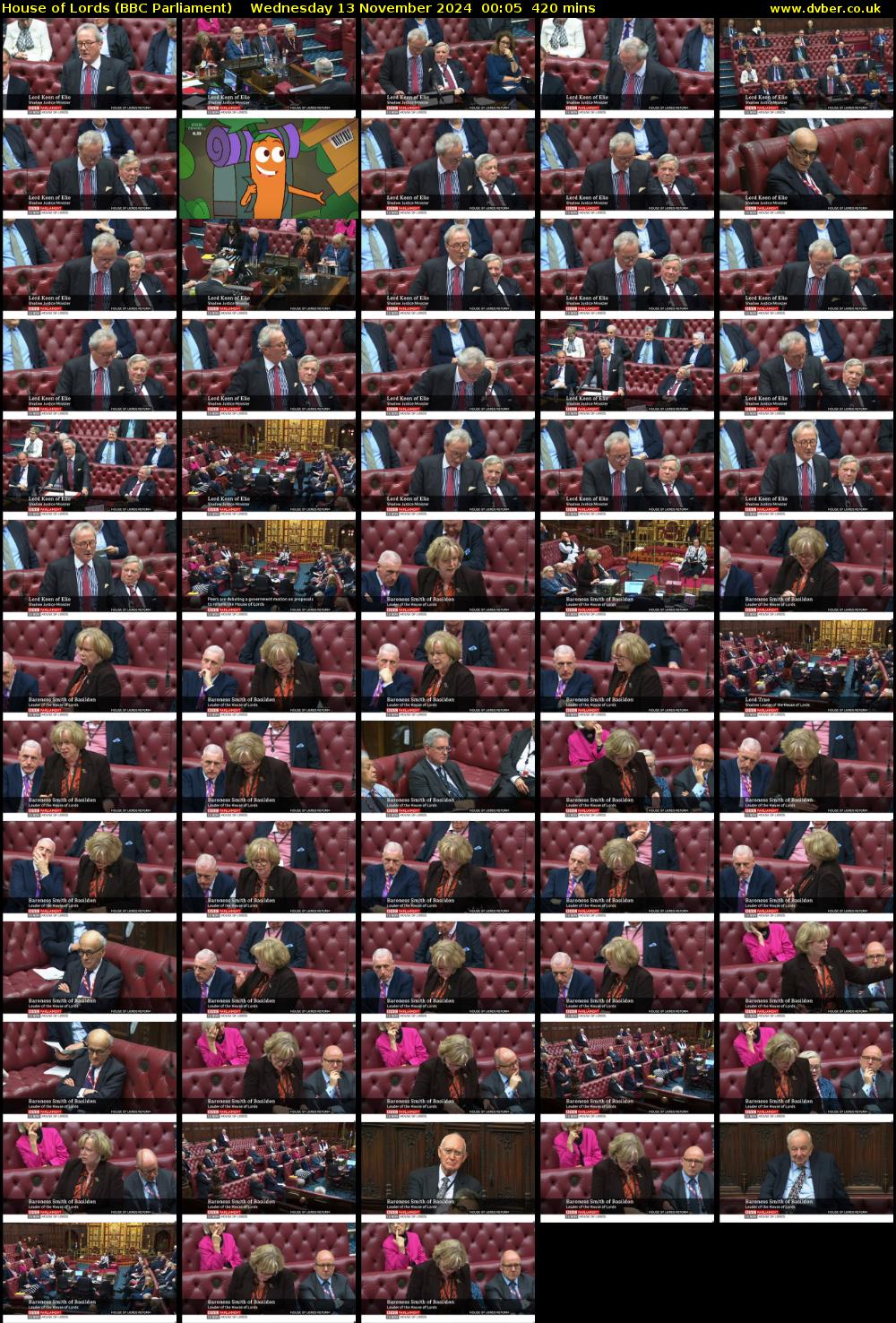 House of Lords (BBC Parliament) Wednesday 13 November 2024 00:05 - 07:05