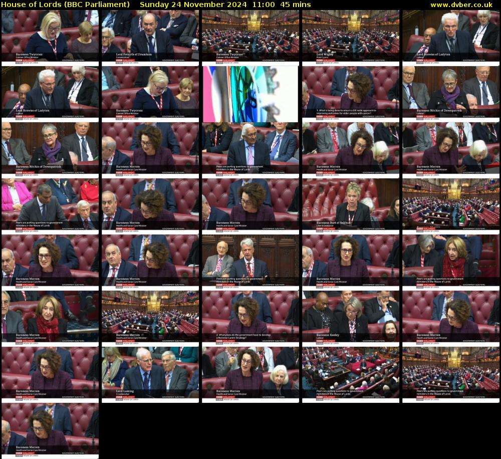 House of Lords (BBC Parliament) Sunday 24 November 2024 11:00 - 11:45