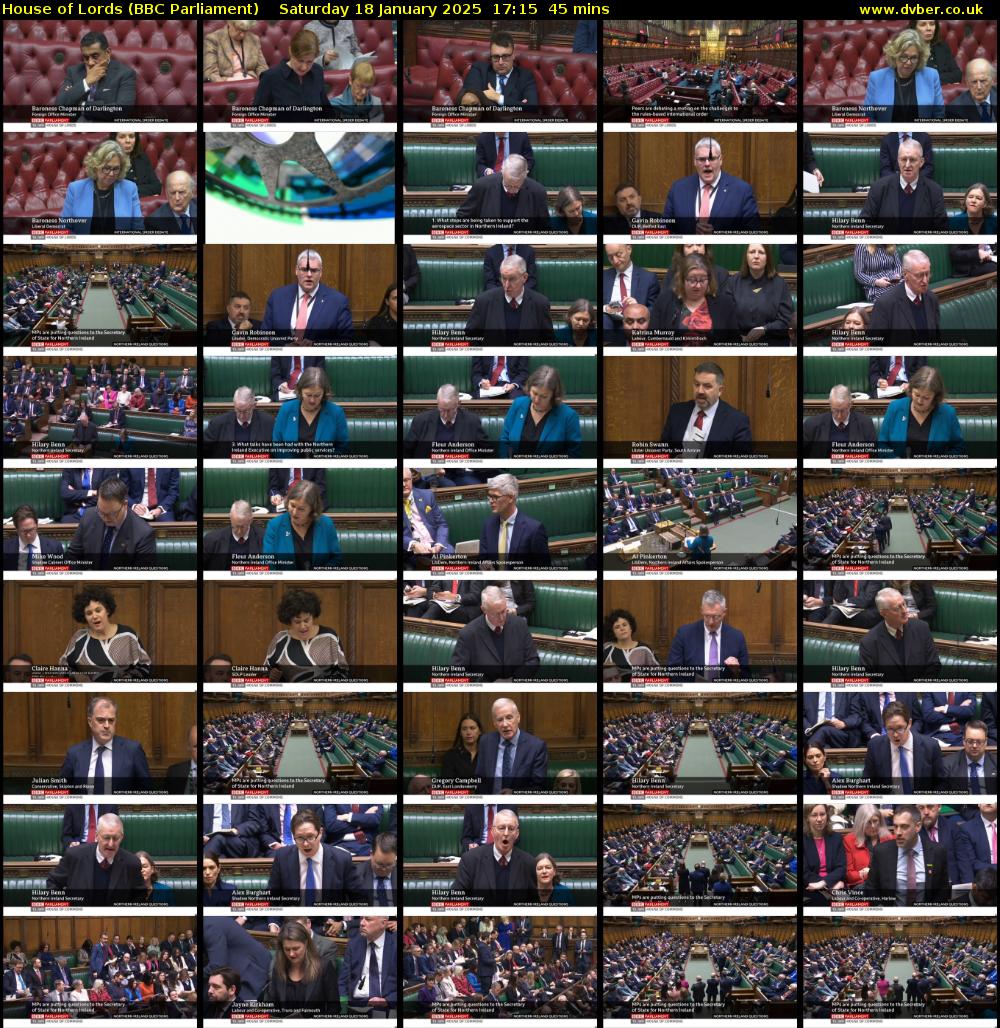 House of Lords (BBC Parliament) Saturday 18 January 2025 17:15 - 18:00