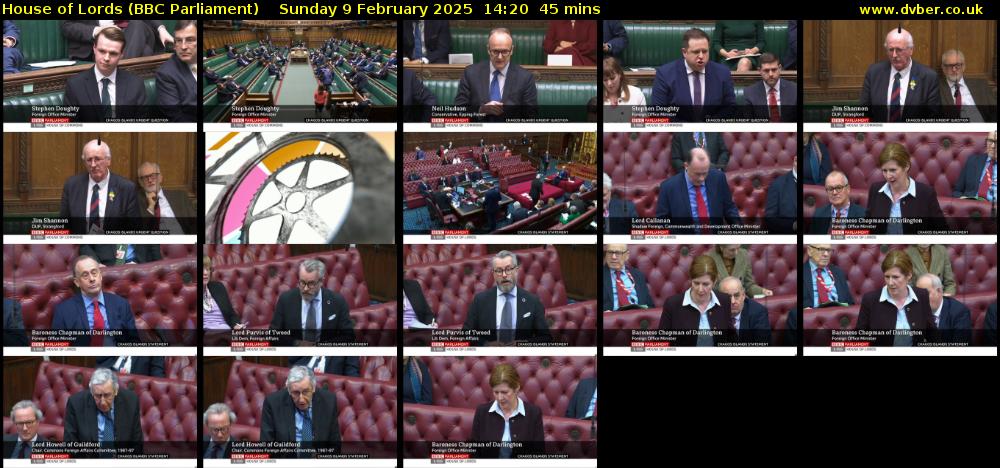 House of Lords (BBC Parliament) Sunday 9 February 2025 14:20 - 15:05