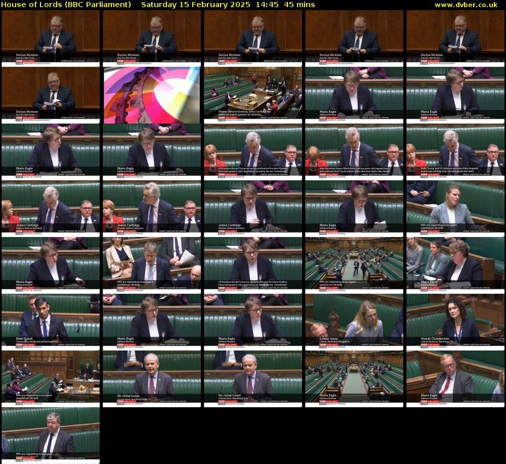 House of Lords (BBC Parliament) Saturday 15 February 2025 14:45 - 15:30