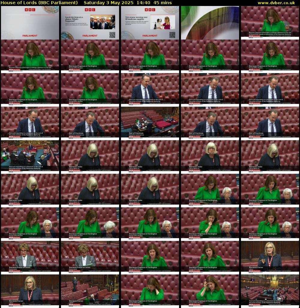 House of Lords (BBC Parliament) Saturday 3 May 2025 14:40 - 15:25