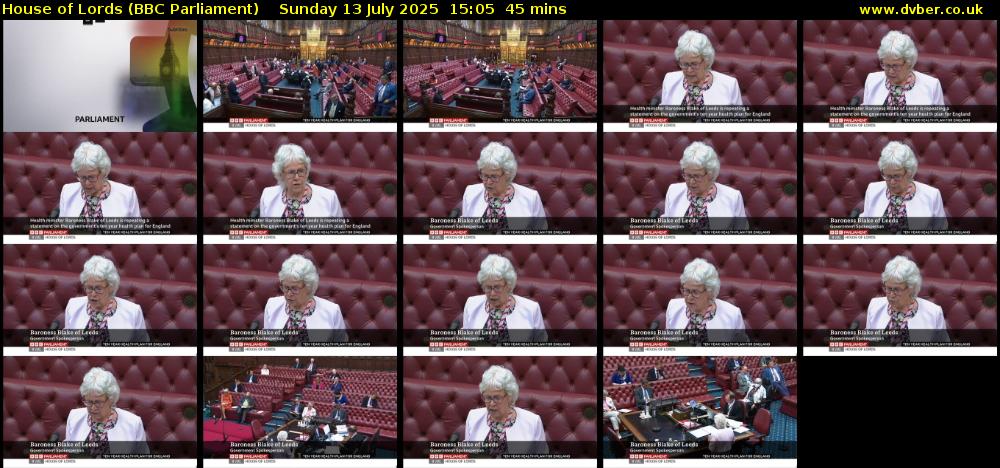 House of Lords (BBC Parliament) Sunday 13 July 2025 15:05 - 15:50
