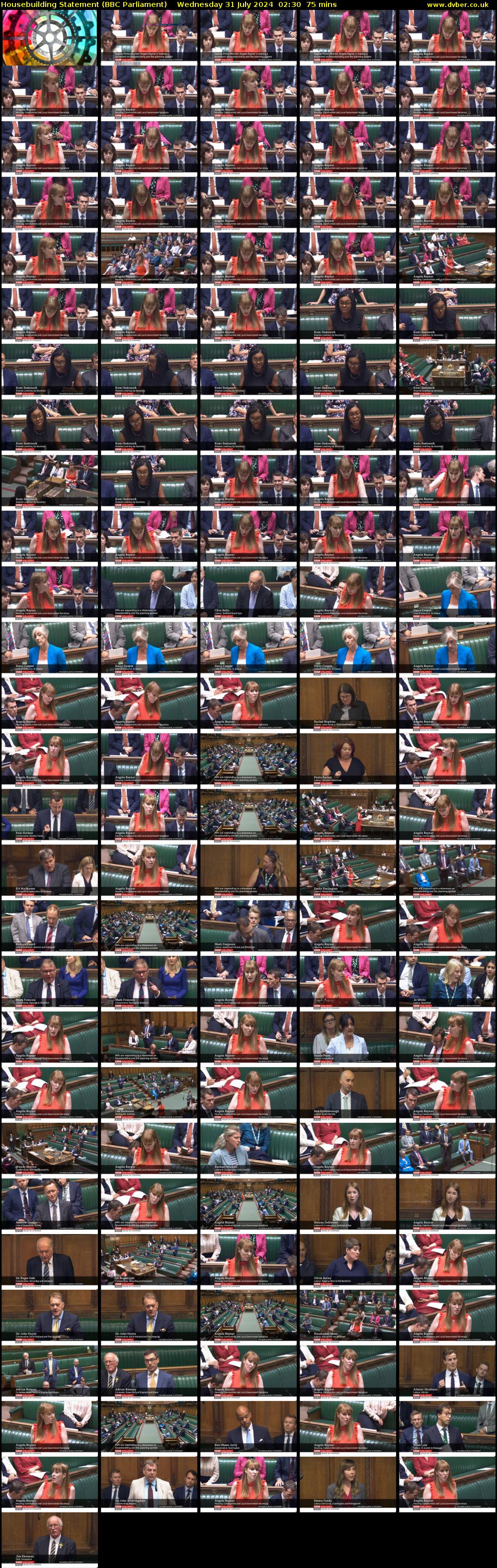 Housebuilding Statement (BBC Parliament) Wednesday 31 July 2024 02:30 - 03:45