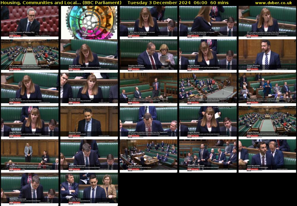 Housing, Communities and Local... (BBC Parliament) Tuesday 3 December 2024 06:00 - 07:00