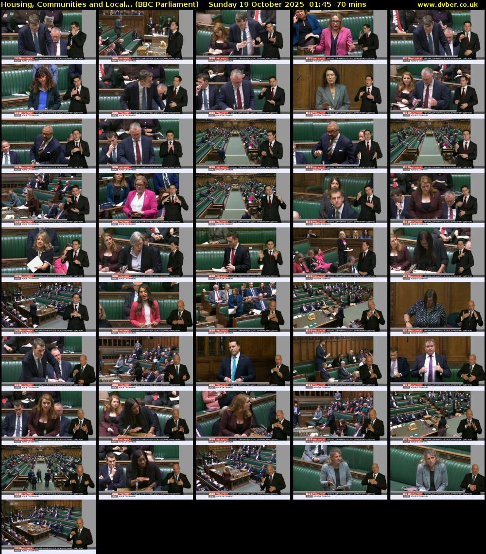 Housing, Communities and Local... (BBC Parliament) Sunday 19 October 2025 01:45 - 02:55