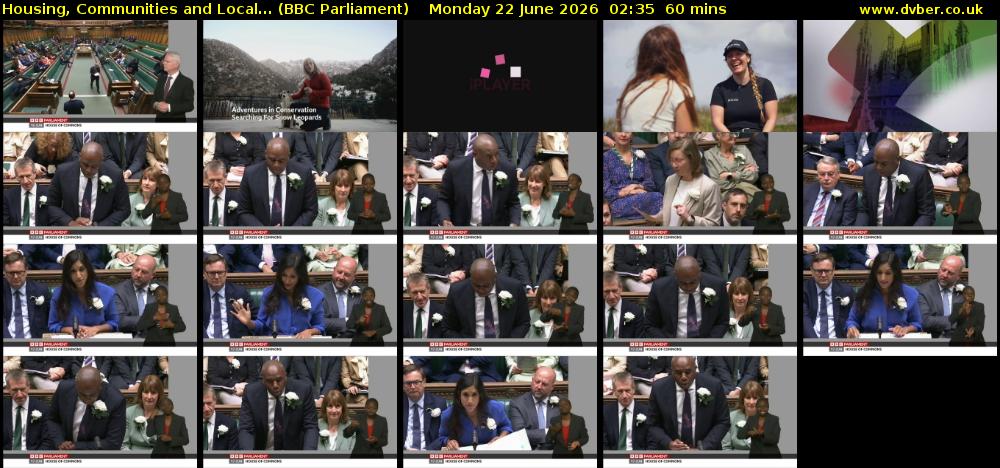 Housing, Communities and Local... (BBC Parliament) Monday 22 June 2026 02:35 - 03:35