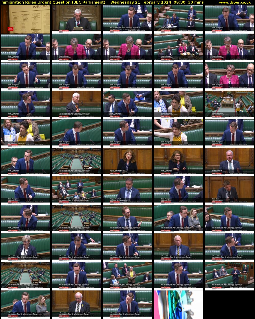 Immigration Rules Urgent Question (BBC Parliament) Wednesday 21 February 2024 09:30 - 10:00