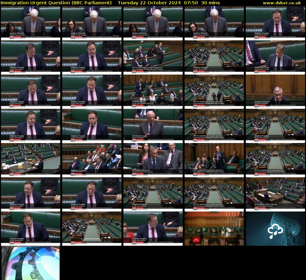 Immigration Urgent Question (BBC Parliament) Tuesday 22 October 2024 07:50 - 08:20