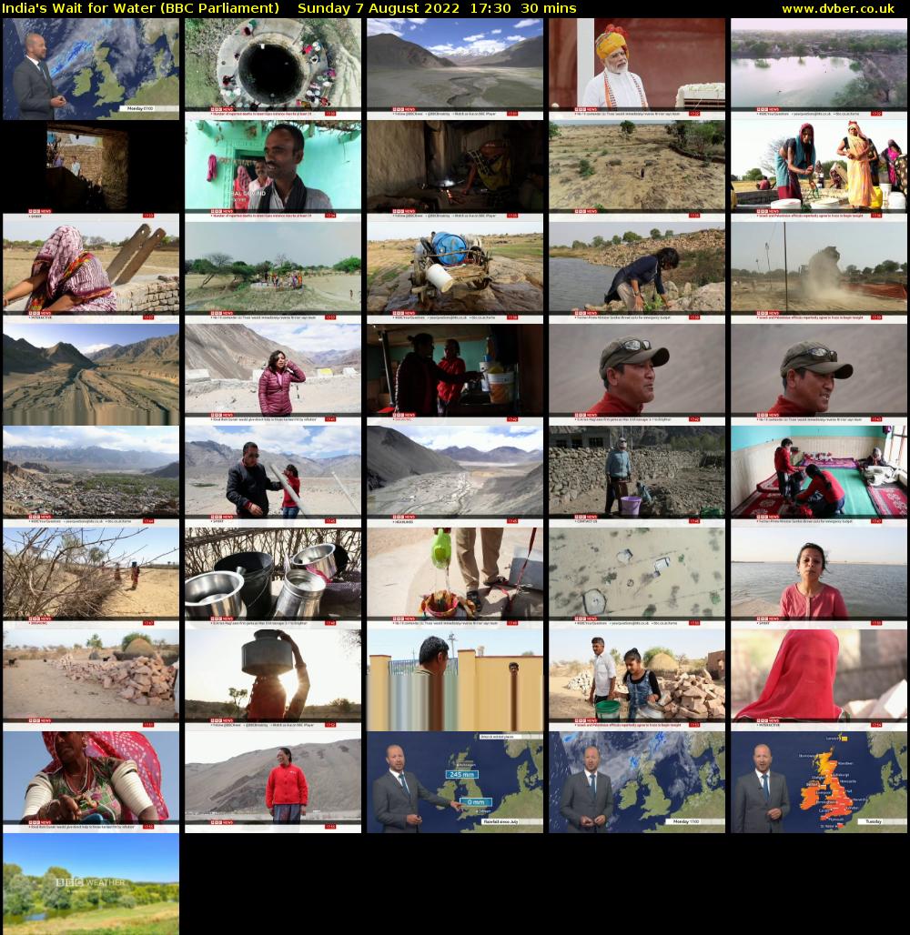 India's Wait for Water (BBC Parliament) Sunday 7 August 2022 17:30 - 18:00