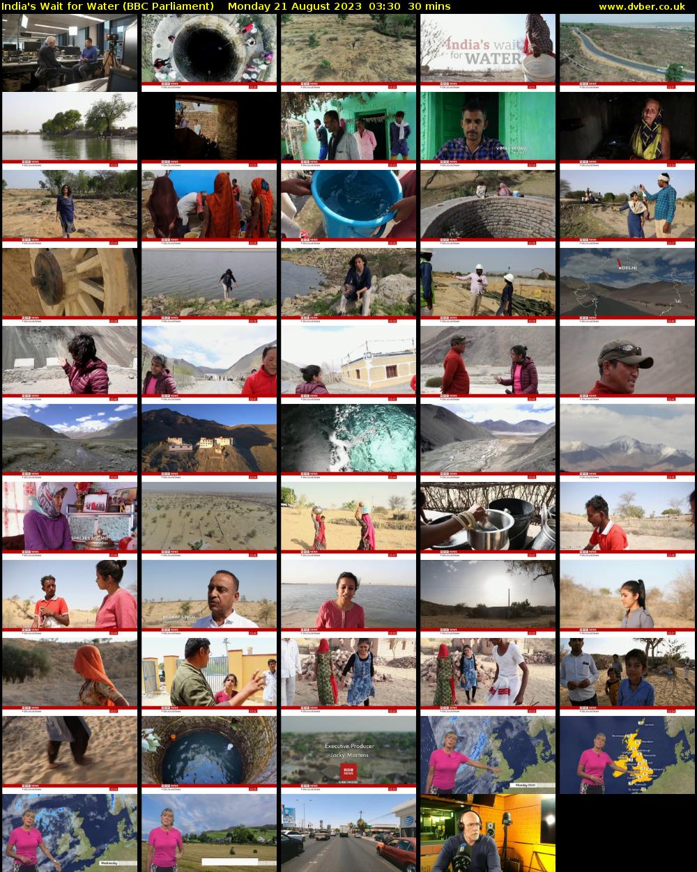 India's Wait for Water (BBC Parliament) Monday 21 August 2023 03:30 - 04:00