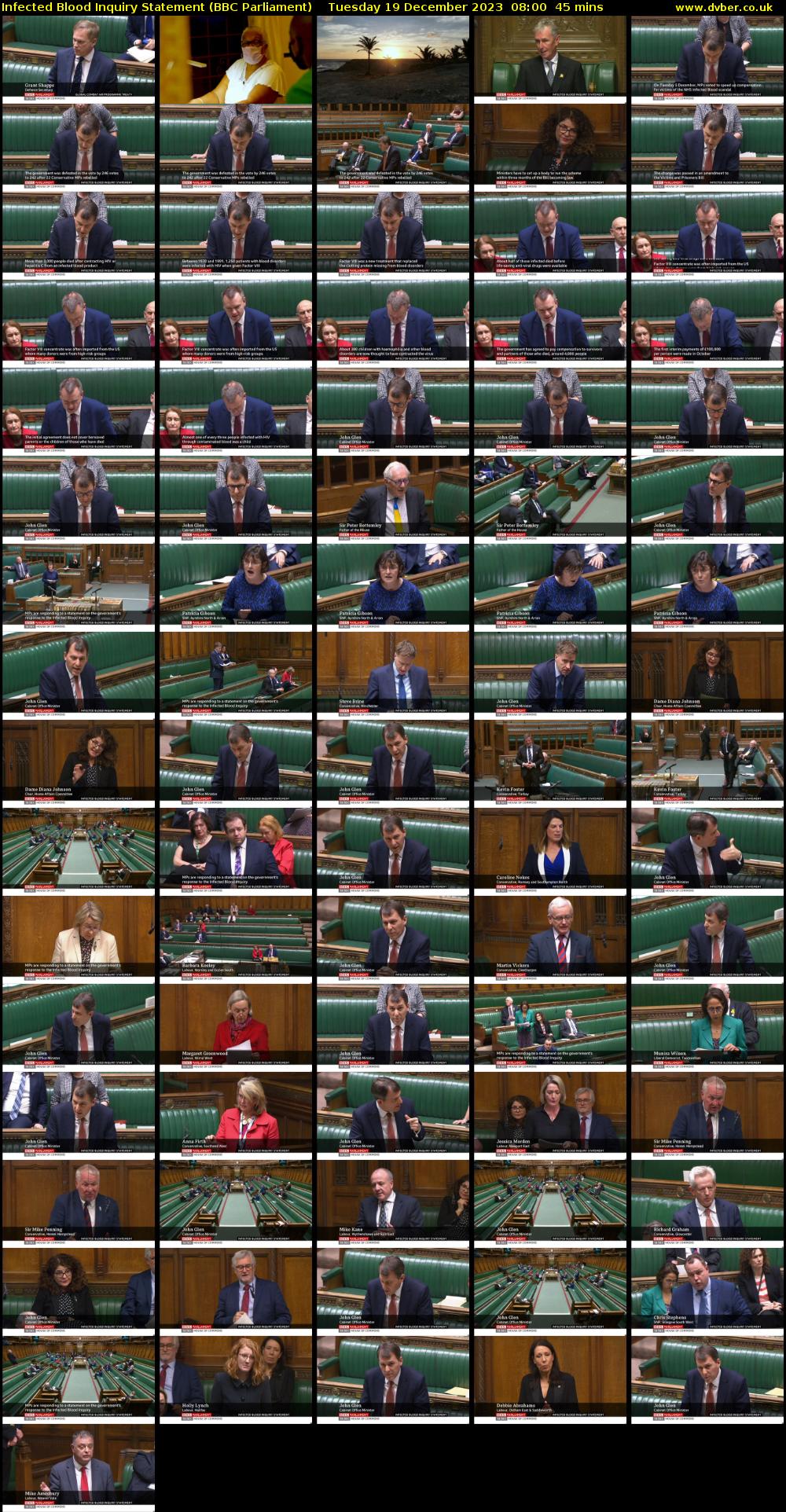 Infected Blood Inquiry Statement (BBC Parliament) Tuesday 19 December 2023 08:00 - 08:45