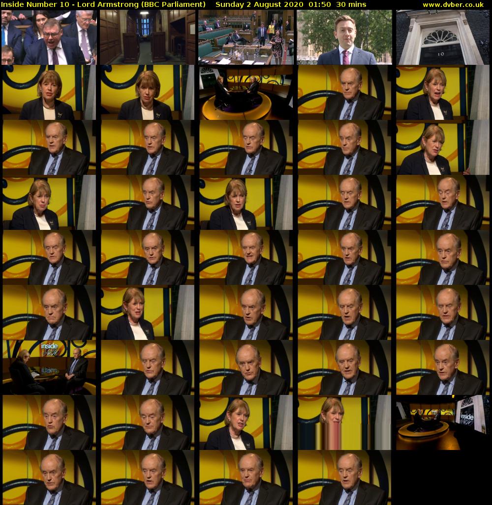 Inside Number 10 - Lord Armstrong (BBC Parliament) Sunday 2 August 2020 01:50 - 02:20