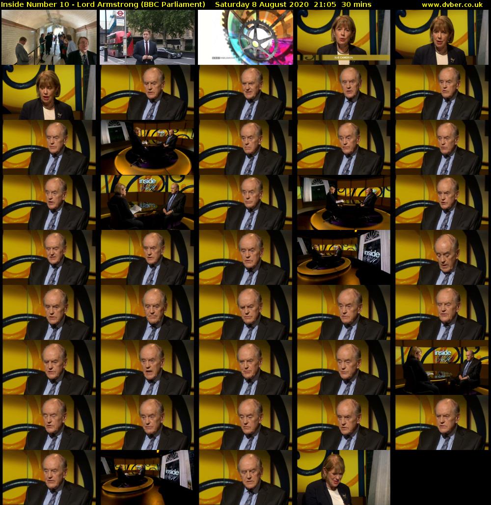 Inside Number 10 - Lord Armstrong (BBC Parliament) Saturday 8 August 2020 21:05 - 21:35