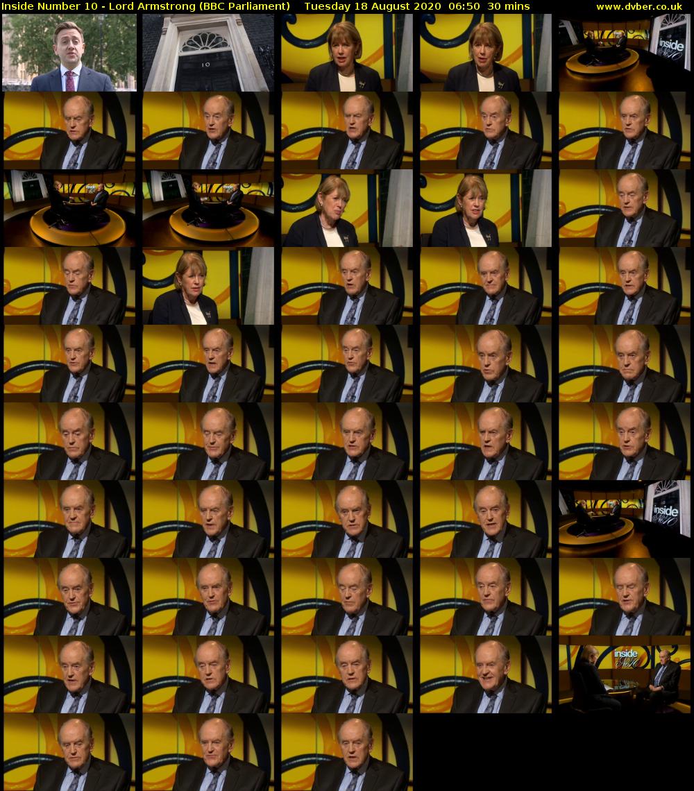Inside Number 10 - Lord Armstrong (BBC Parliament) Tuesday 18 August 2020 06:50 - 07:20