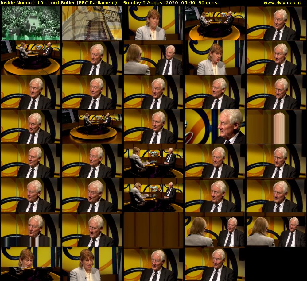 Inside Number 10 - Lord Butler (BBC Parliament) Sunday 9 August 2020 05:40 - 06:10