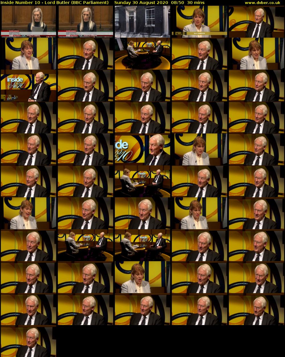 Inside Number 10 - Lord Butler (BBC Parliament) Sunday 30 August 2020 08:50 - 09:20