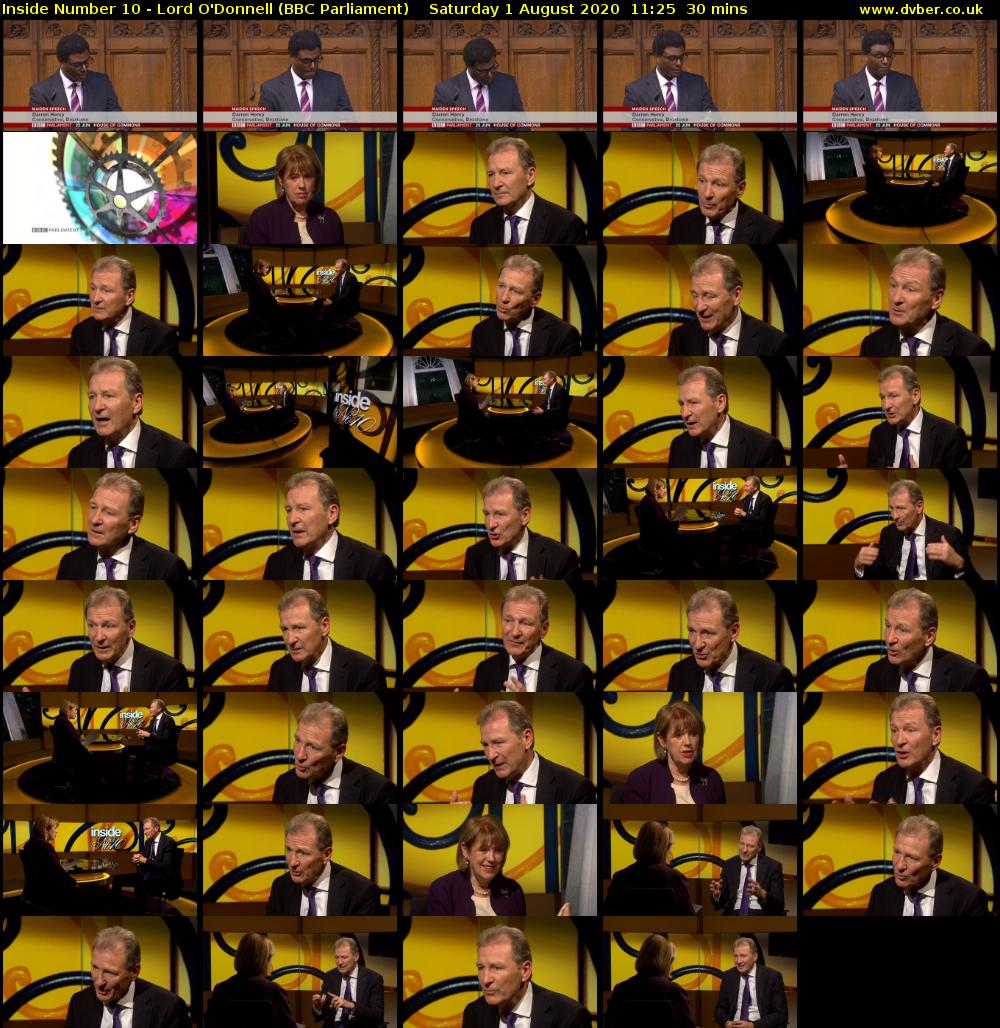 Inside Number 10 - Lord O'Donnell (BBC Parliament) Saturday 1 August 2020 11:25 - 11:55