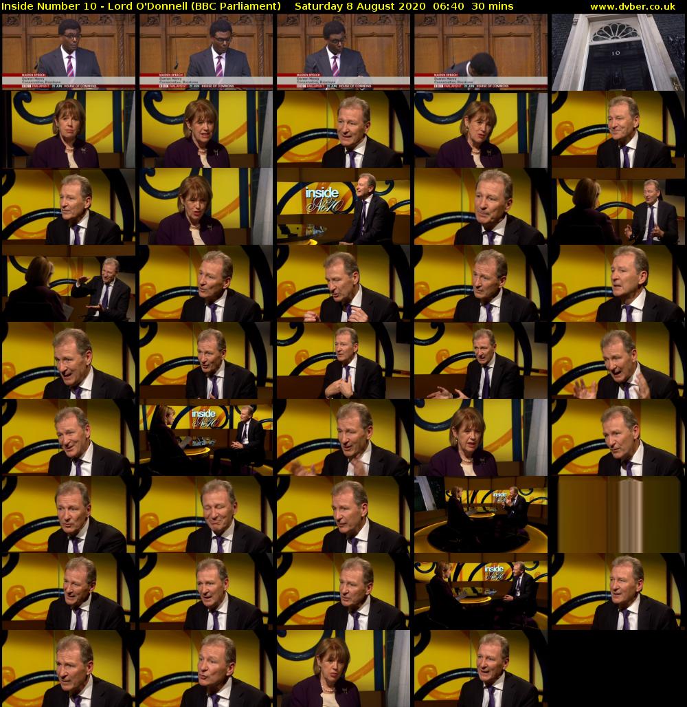 Inside Number 10 - Lord O'Donnell (BBC Parliament) Saturday 8 August 2020 06:40 - 07:10