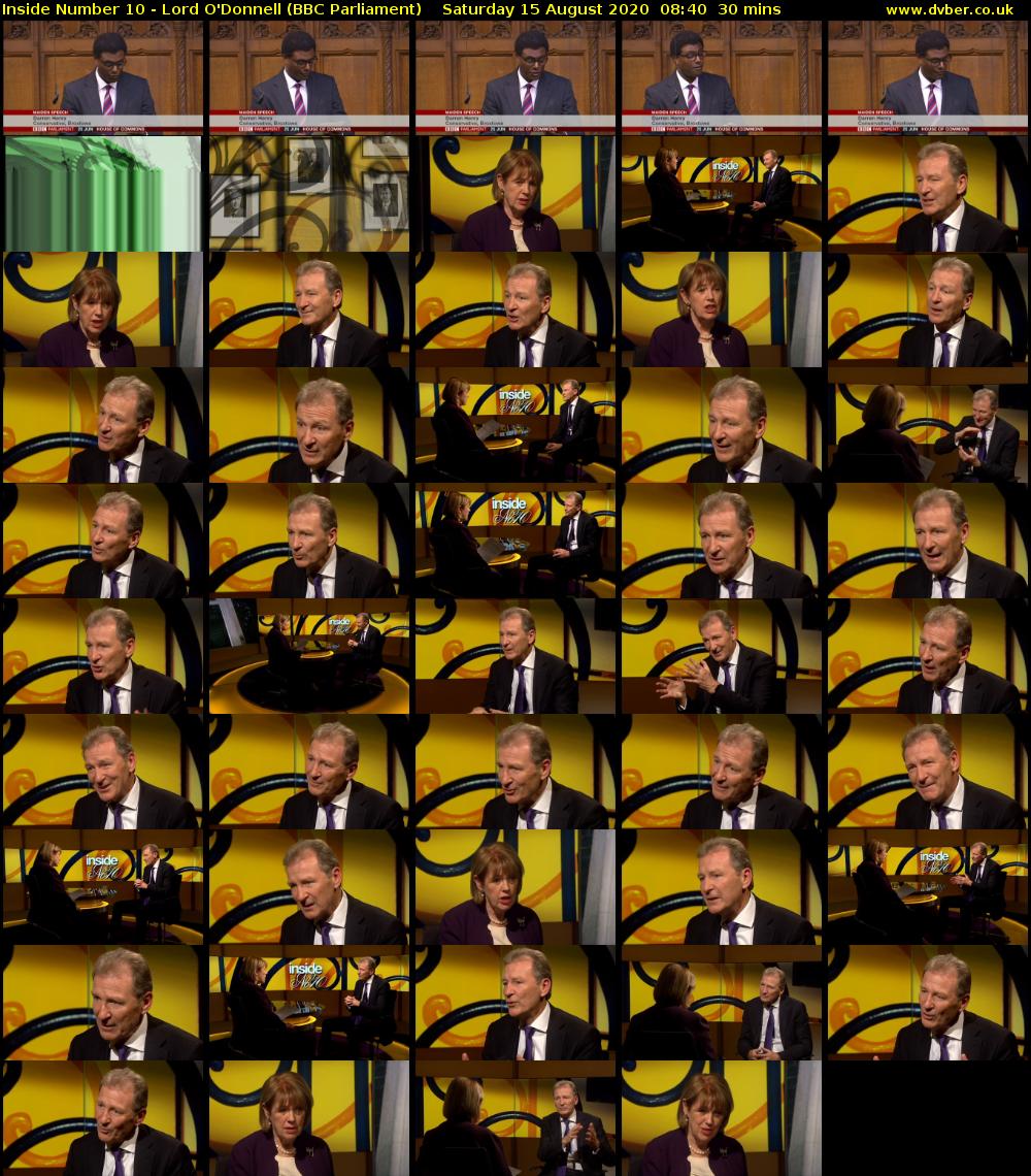 Inside Number 10 - Lord O'Donnell (BBC Parliament) Saturday 15 August 2020 08:40 - 09:10