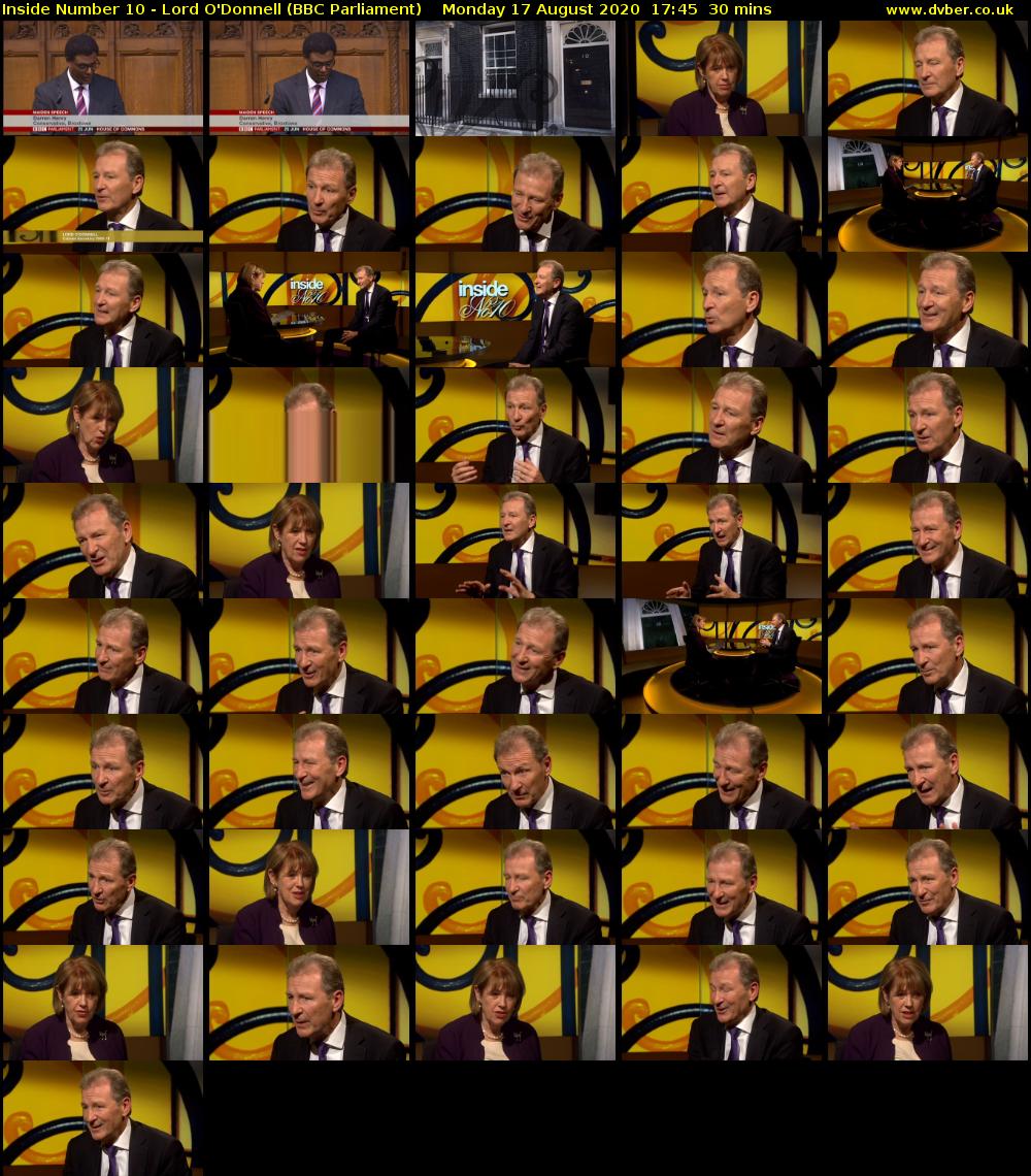 Inside Number 10 - Lord O'Donnell (BBC Parliament) Monday 17 August 2020 17:45 - 18:15